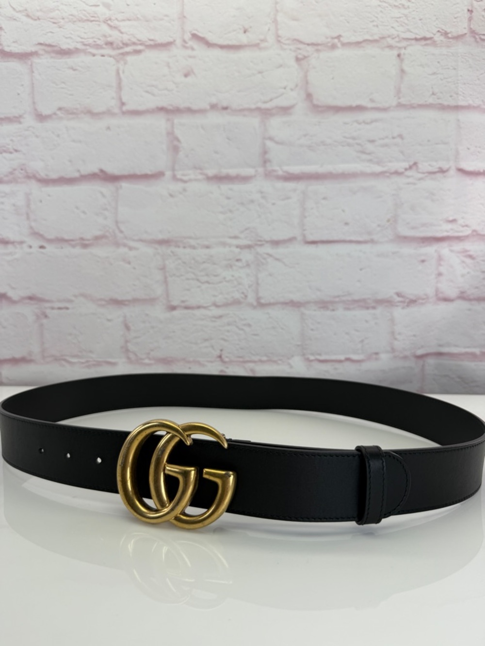 Gucci 2015 Re Edition Wide Leather Belt Gg Double Marmont Black 400593 100/40 - Picture 3 of 11